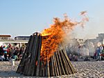 Osterfeuer am Strand in Warnemünde