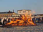Osterfeuer am Strand in Warnemünde