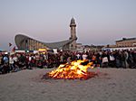 Osterfeuer am Strand in Warnemünde